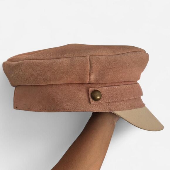 Lack of Color Lola Peach Cream Suede Newsboy Cap Coquette Slouch Hat Large 59cm - Picture 4 of 8